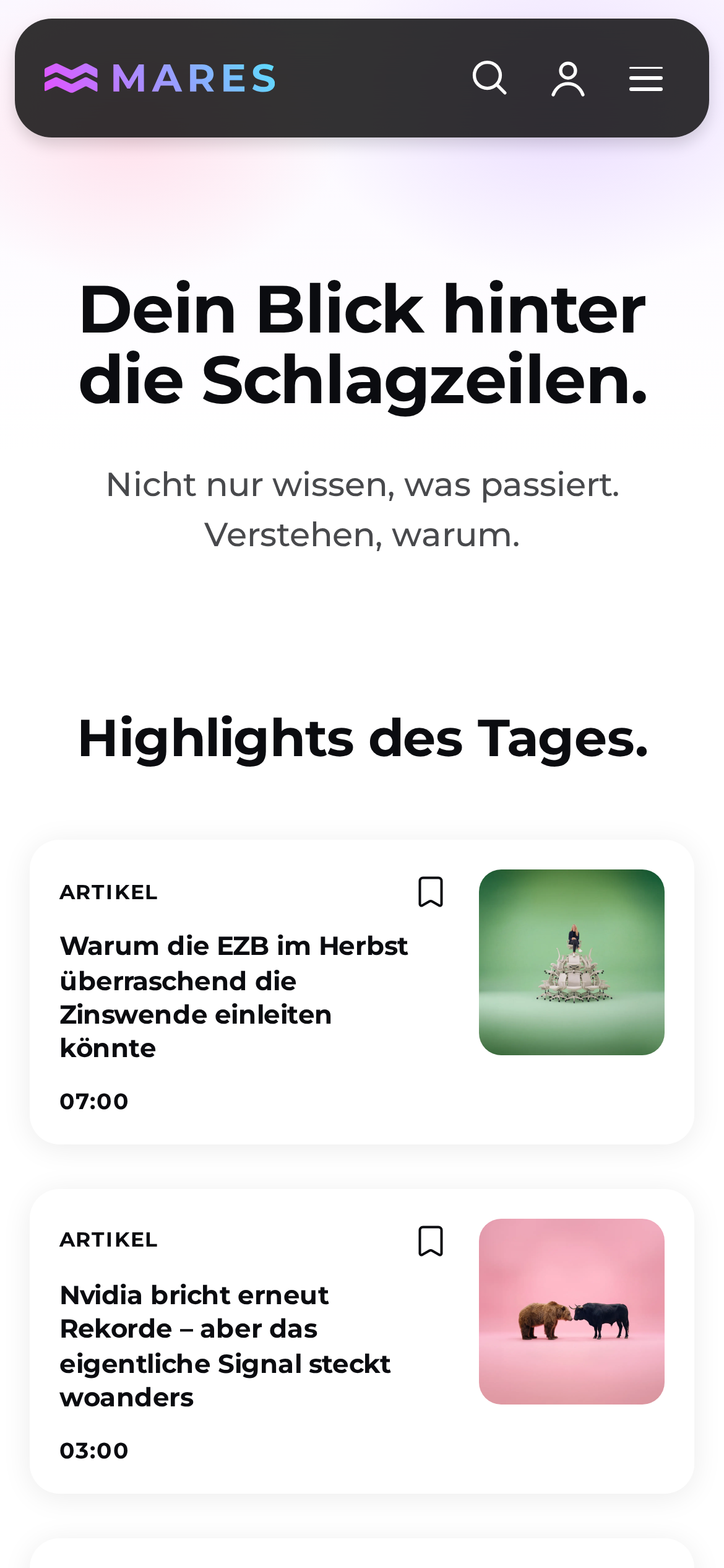 MARES News auf iPhone