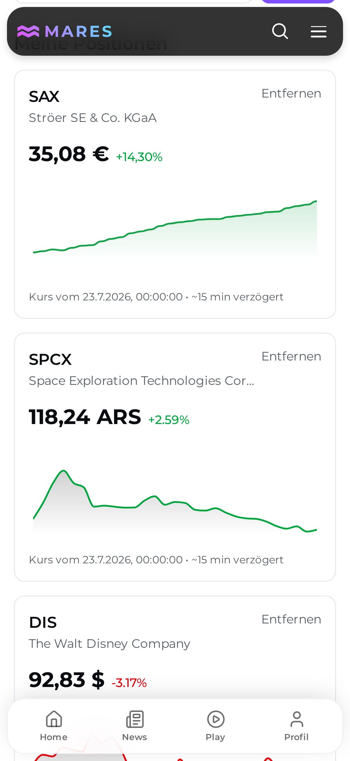 MARES News auf iPhone